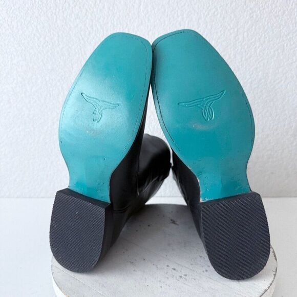 Lane Black Cowboy Boots Mens 10 D Square Toe Western Smooth Leather No Accents - Picture 8 of 11